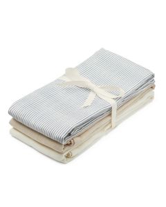 Cam Cam® Muslin Cloth, 3-pack - GOTS Mix Classic Stripes Blue, Praline, Creme White