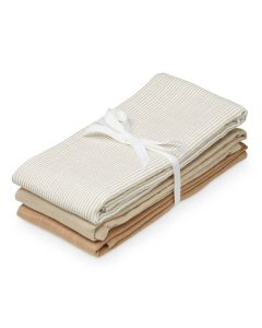  Cam Cam® Muslin Cloth, 3-pack - GOTS Mix Classic Stripes Camel, Latte, Camel